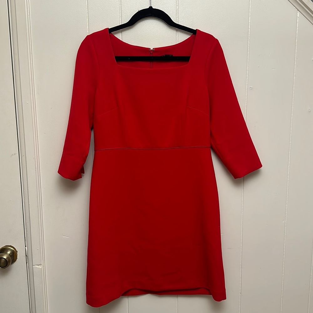 Ann Taylor Red Square Neck Dress for Work - Size 8 petite, perfect for office